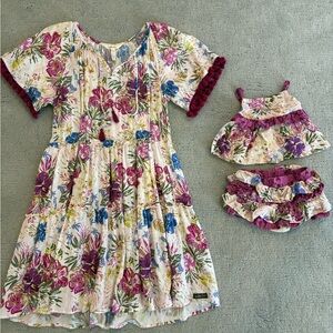 Mommy and Me Set Floral Hawaiian Tropical Beach small and 18-24 mo Matilda Jane